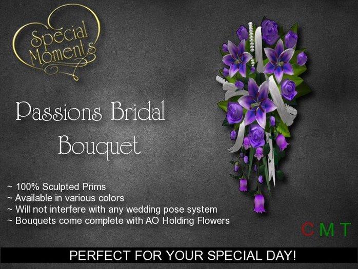 Second Life Marketplace Passions Bridal Bouquet Royal Purple